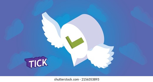 Tick isometric design icon. Vector web illustration. 3d colorful concept