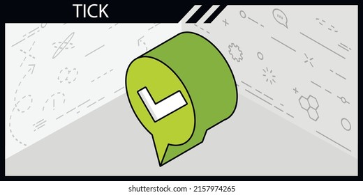 Marque un icono de diseño isométrico. Ilustración web de vectores. 3.ª colorida concepción