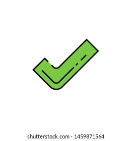 Tick line icon. Check mark symbol. Green select sign. Vector illustration.