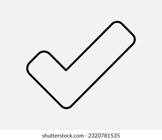Tick Line Icon. Ok Correct Right Approve Confirm Verify Mark Okay Vote Agree Choice Pass. Black White Sign Symbol Artwork Graphic Clipart EPS Vector