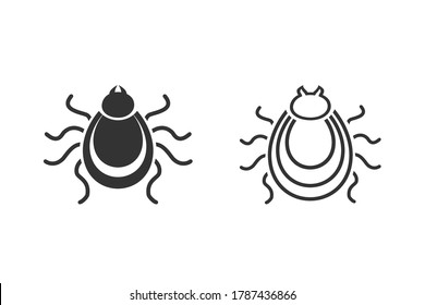 Tick line icon set. Mite silhouette. Vector illustration.
