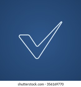 Tick-Line-Icon für Web-, Mobil- und Infografiken. Vektorhellblaue Symbol einzeln auf blauem Hintergrund.