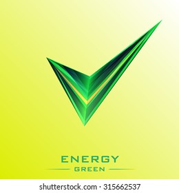 tick mark abstract green energy logo icon vector illustration