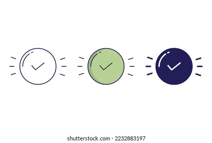 Marcar, aprobar, línea seleccionada e icono de glifo, ilustración vectorial