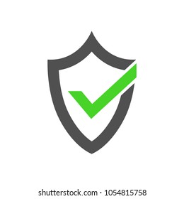 Tick mark, approved check shield. Protection or assurance symbol. Safety emblem. Stock vector illustration for your design.