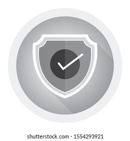 Tick mark approved icon vector on white background. Black and white icon