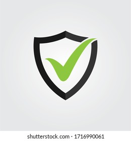 Tick mark approved icon vector with shield isolated on white background, vector Illustration