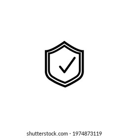 Tick mark approved icon vector with shield isolated on white background, vector Illustration
