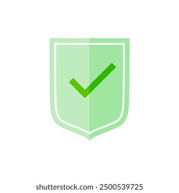 Tick mark approved with shield icon. Protection icon protecting shield with green checkmark confirming security.  For website design, logo, app, template, ui, etc.