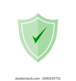 Marca de graduación aprobada con el icono del escudo. Icono de protección que protege el escudo con la marca de verificación verde que confirma la seguridad.  Para el diseño del Sitio web, logotipo, App, Plantilla, ui, etc.