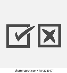 tick mark box and cross mark box for business and websites vector icon