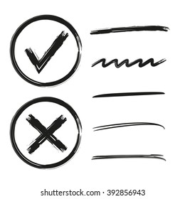 tick mark, brush line underlines