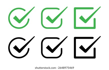 tick mark with checkbox icon. green checkmark sign for app, ui, website. vector illustration on transparent background. Vector illustration eps file.