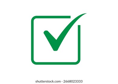 tick mark with checkbox icon. green checkmark sign for app, ui, website. vector illustration on transparent background.