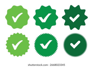 Marca de verificación con el icono de la Casilla de verificación. signo de marca de verificación verde para el App, UI, Sitio web. Ilustración vectorial sobre fondo transparente.