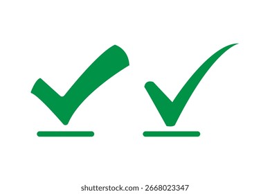 tick mark with checkbox icon. green checkmark sign for app, ui, website. vector illustration on transparent background.
