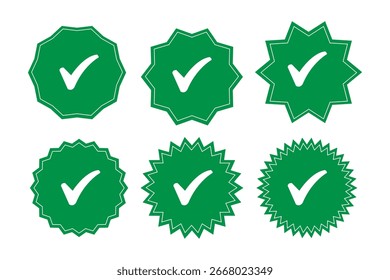 Marca de verificación con el icono de la Casilla de verificación. signo de marca de verificación verde para el App, UI, Sitio web. Ilustración vectorial sobre fondo transparente.