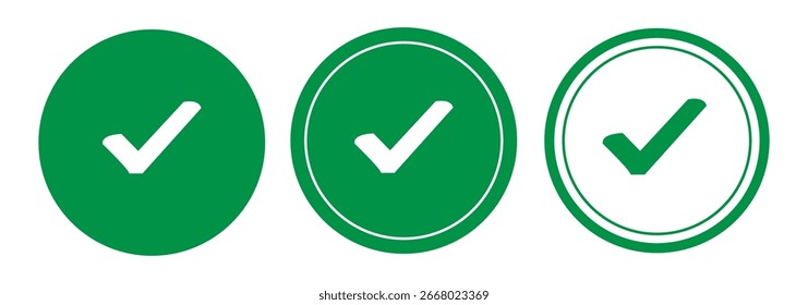 tick mark with checkbox icon. green checkmark sign for app, ui, website. vector illustration on transparent background.