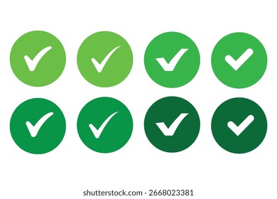 Marca de verificación con el icono de la Casilla de verificación. signo de marca de verificación verde para el App, UI, Sitio web. Ilustración vectorial sobre fondo transparente.