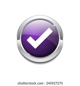 Tick Mark Circular Purple Vector Web Button Icon