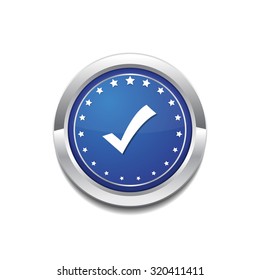 Tick Mark Circular Vector Blue Web Icon Button