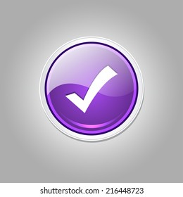 Tick Mark Circular Vector Purple Web Icon Button