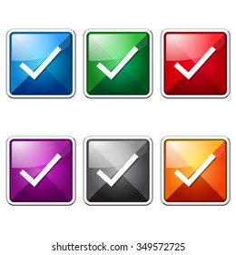 Tick Mark Colorful Vector Icon Button