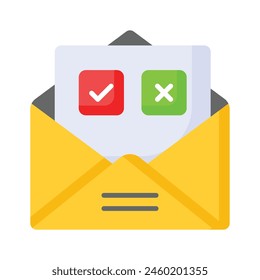 Tick mark and cross sign on document, concept icon of voting, election related vector