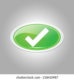 Tick Mark Elliptical Green Vector Web Button Icon