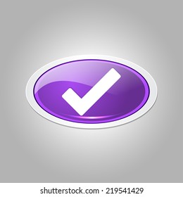Tick Mark Elliptical Purple Vector Web Button Icon