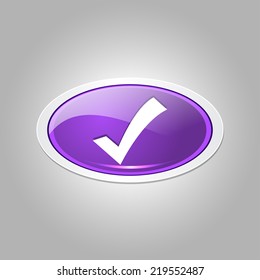 Tick Mark Elliptical Vector Purple Web Icon Button