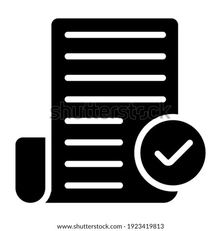 Tick mark with folded paper, verified document icon