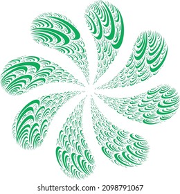 Tick mark icon swirl cluster flower fireworks composition. Flower twirl done using random tick mark icons.