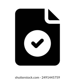 Tick mark on file showing approved document vector