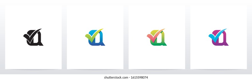 Tick Mark On Letter Logo Design Q