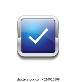 Tick Mark Rounded Corner Vector Blue Web Icon Button
