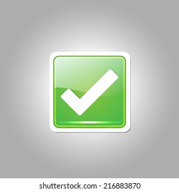Tick Mark Rounded Rectangular Green Vector Web Button Icon