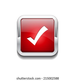Tick Mark Rounded Rectangular Vector Red Web Icon Button