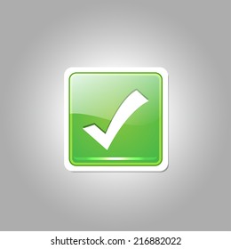 Tick Mark Rounded Rectangular Vector Green Web Icon Button