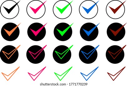 tick mark vector set. Right sign vector. Vector illustration.