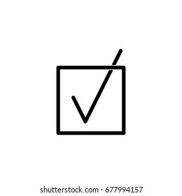 Tick minimal icon. Check mark line vector icon for websites and mobile minimalistic flat design.