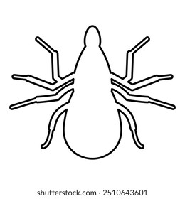 Tick mite contour outline line icon black color vector illustration image thin flat style