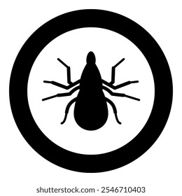 Tick mite icon in circle round black color vector illustration image solid outline style