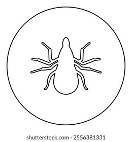 Tick mite icon in circle round black color vector illustration image outline contour line thin style