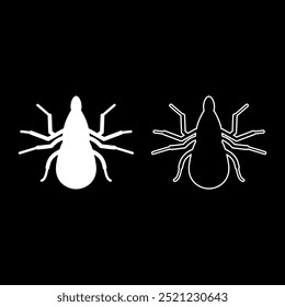 Icono de conjunto de ácaros de garrapata color blanco Ilustración vectorial Imagen de relleno sólido línea de contorno delgado estilo plano