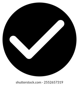 tick OK signo signo de marca de verificación símbolo, Ilustración vectorial en blanco y negro aislado en un fondo blanco