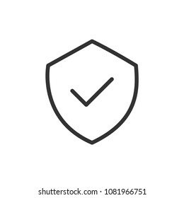 Tick on shield modern simple outline vector icon