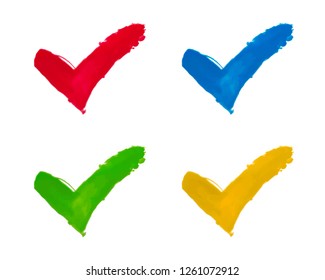 Tick paint icon draw, color set. Vector illustration