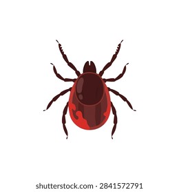 Tick parasite vector illustration isolated on white background, insect pest icon for medical awareness.