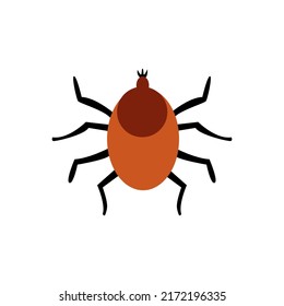 Tick Parasites. Tick In Flat Style. Human Tick Parasite. Ixodid Tick. Danger For Animals.